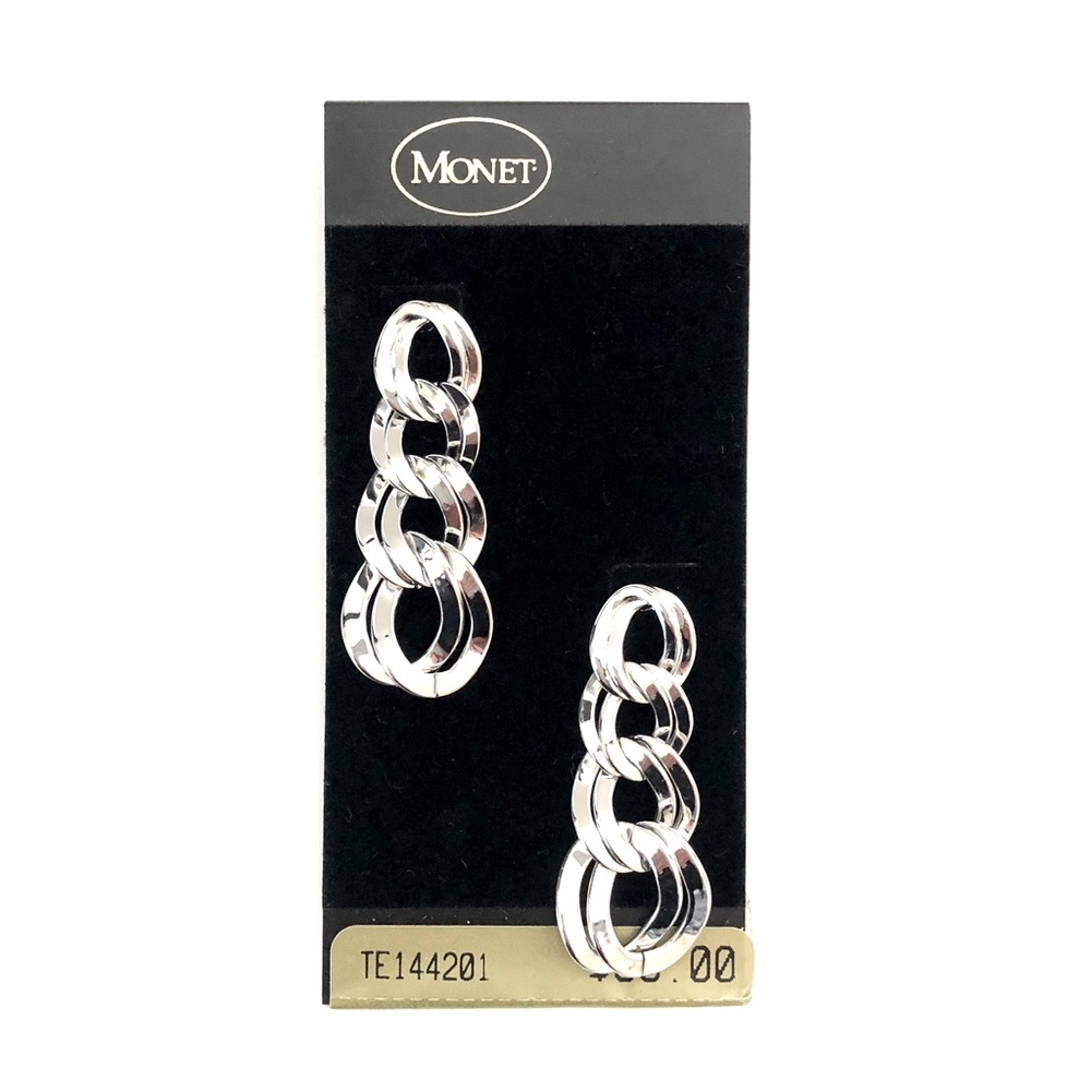 Monet vintage chain link silver-tone pierced earrings - NWT